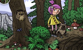 Illustrator Hamburg - Comic Zeichnung für Game App Comic Illustration Beispiel: Mädchen spaziert im Wald